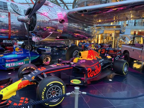 A race car on display in a museum
