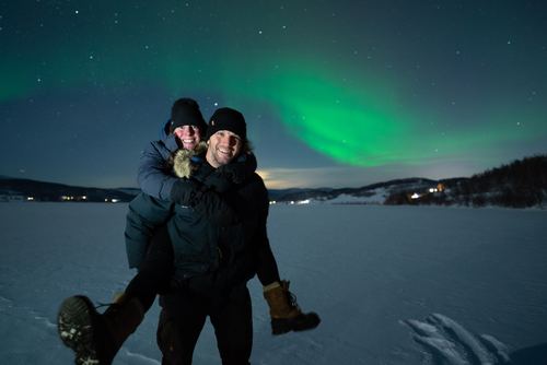 Allie and Chase under the northern lights