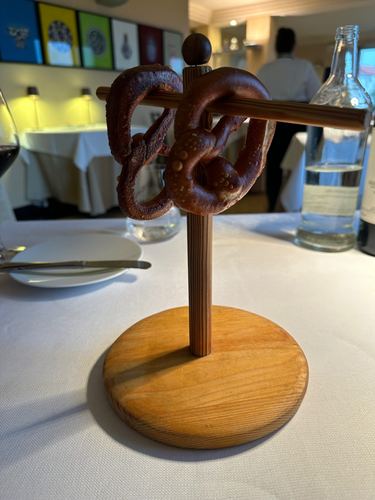 First amuse bouche, warm pretzels.