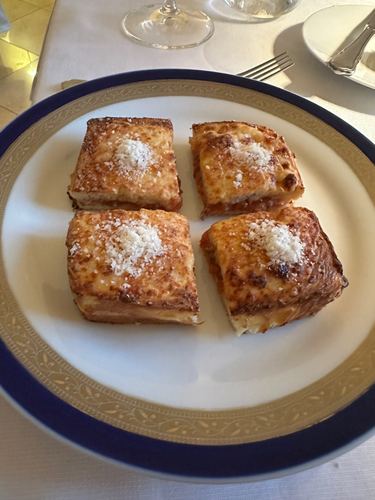 This was their appetizer, croque madame, italian style, with ragu!